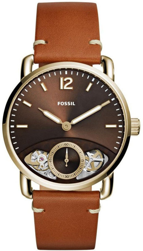 Fossil The Commuter Twist Black Dial Brown Leather Strap Watch for Men - ME1166