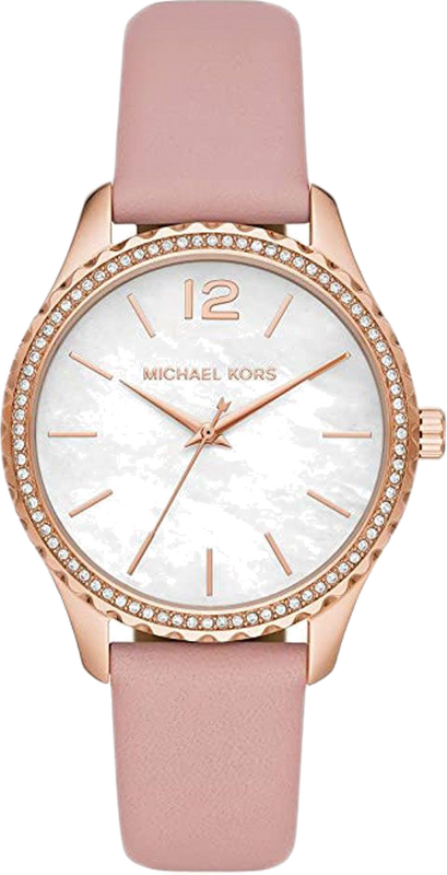 Michael Kors Layton Three-Hand White Dial Pink Leather Strap Watch for Women - MK2909