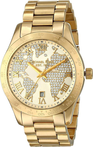 Michael Kors Layton Chronograph Gold Dial Gold Steel Strap Watch for Women - MK5959