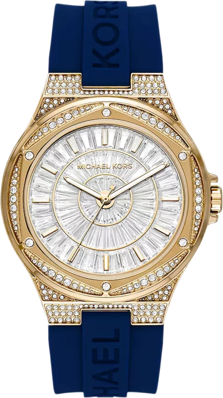 Michael Kors Lennox Three Hand White Dial Blue Silicone Strap Watch For Women - MK7333