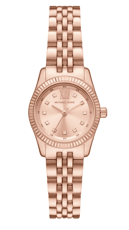 Michael Kors Lexington Three Hand Rose Gold Dial Rose Gold Steel Strap Watch For Women - MK4739
