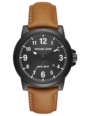 Michael Kors Paxton Analog Black Dial Brown Rubber Strap Watch For Men - MK8502