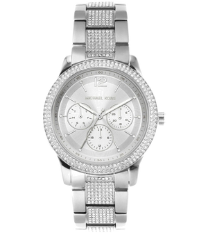 Michael Kors Tibby Chronograph Silver Dial Silver Steel Strap Watch For Women - MK7294