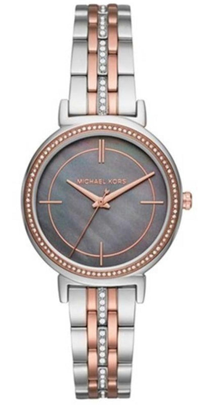 Michael Kors Cinthia Mother of Pearl Grey Dial Two Tone Steel Strap Watch for Women - MK3642