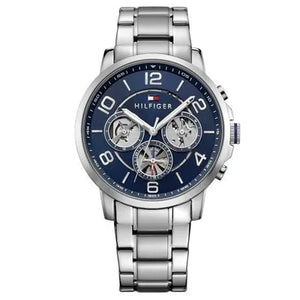 Tommy Hilfiger Keagan Blue Dial Silver Steel Strap Watch for Men - 1791293