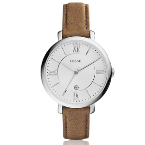 Fossil Jacqueline White Dial Brown Leather Strap Watch for Women - ES3708
