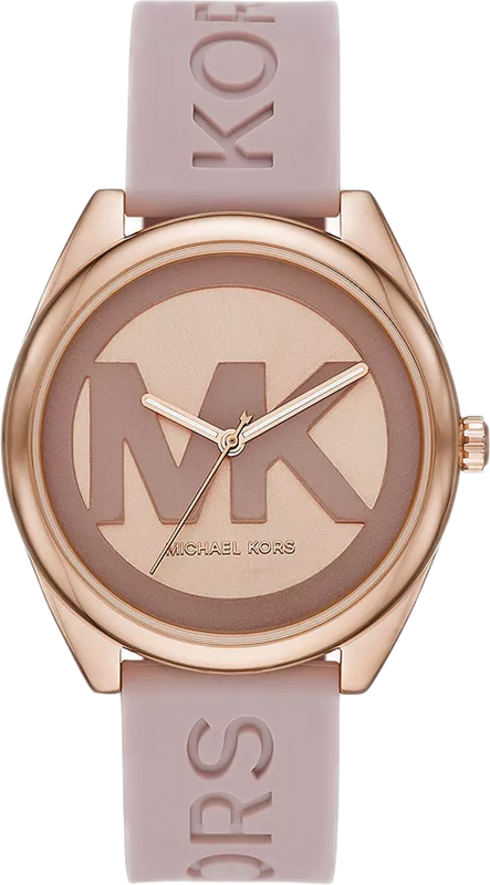 Michael Kors Janelle Three Hand Rose Gold Dial Pink Rubber Strap Watch For Women - MK7139