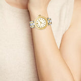 Tory Burch Classic T White Dial Two Tone Steel Strap Watch for Women - TBW9014