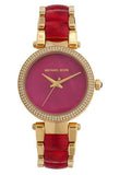 Michael Kors Parker Pink Mother of Pearl Dial Two Tone Steel Strap Watch for Women - MK6490
