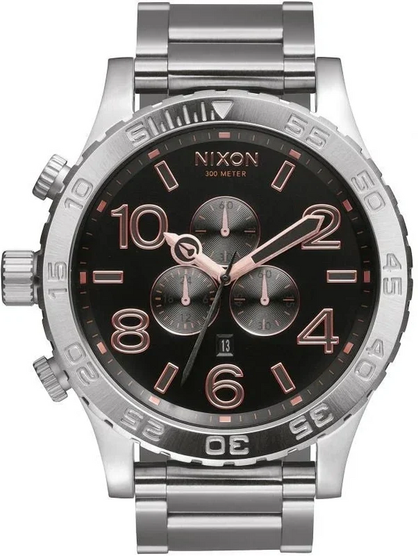 Nixon 51-30 Chrono Grey Dial Silver Steel Strap Watch for Men - A083-2064