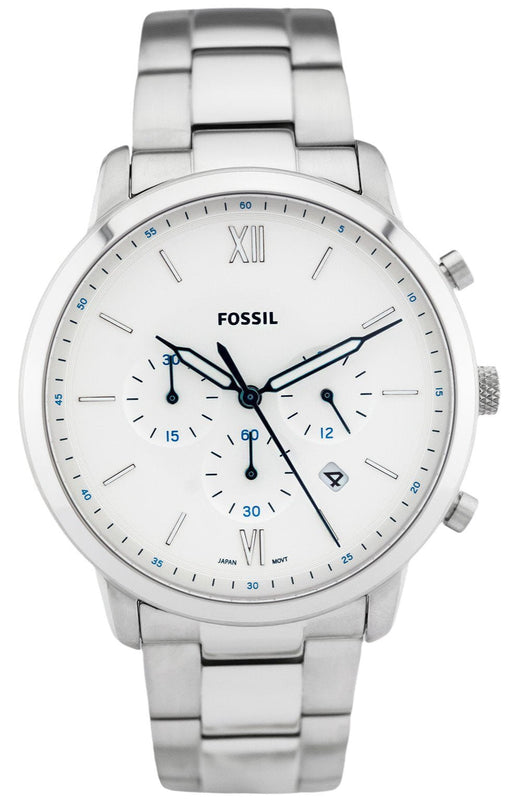 Fossil Neutra Chronograph White Dial Silver Steel Strap Watch for Men - FS5433