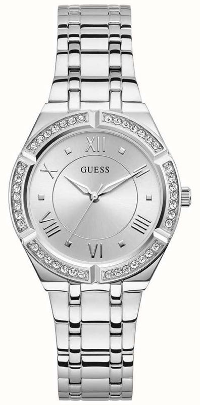 Guess Cosmo Diamonds Silver Dial Silver Steel Strap Watch For Women - GW0033L1