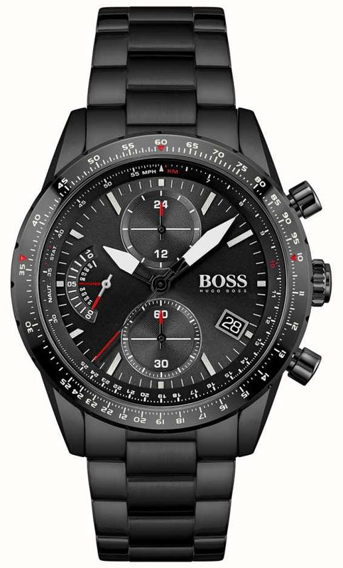 Hugo Boss Aero Black Dial Black Steel Strap Watch for Men - 1513771