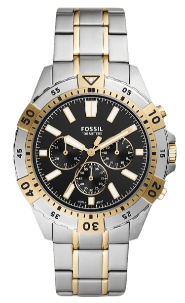 Fossil Garrett Analog Black Dial Two Tone Steel Strap Watch for Men - FS5771