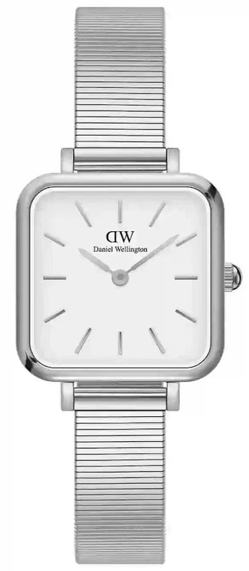 Daniel Wellington Quadro Studio White Dial Silver Mesh Bracelet Watch For Women - DW00100521