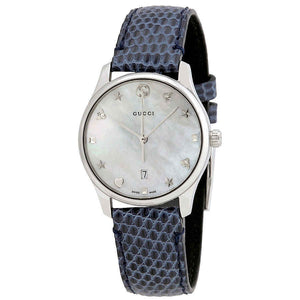 Gucci G-Timeless Signature Mother of Pearl Star Dial Blue Watch For Women - YA126588
