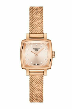 Tissot Lovely Square Lady Quartz Rose Gold Dial Rose Gold Mesh Bracelet Watch For Women - T058.109.33.456.00