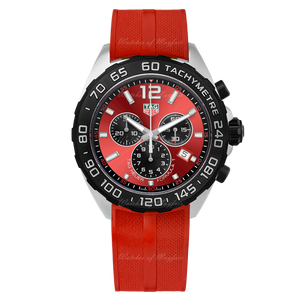 Tag Heuer Formula 1 Chronograph Red Dial Red Rubber Strap Watch for Men - CAZ101AN.FT8055