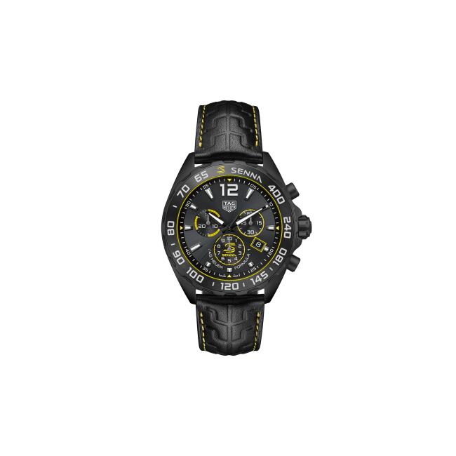 Tag Heuer Formula 1 Chronograph Senna Black Dial Black Leather Strap Watch for Men - CAZ101AJ.FC6487
