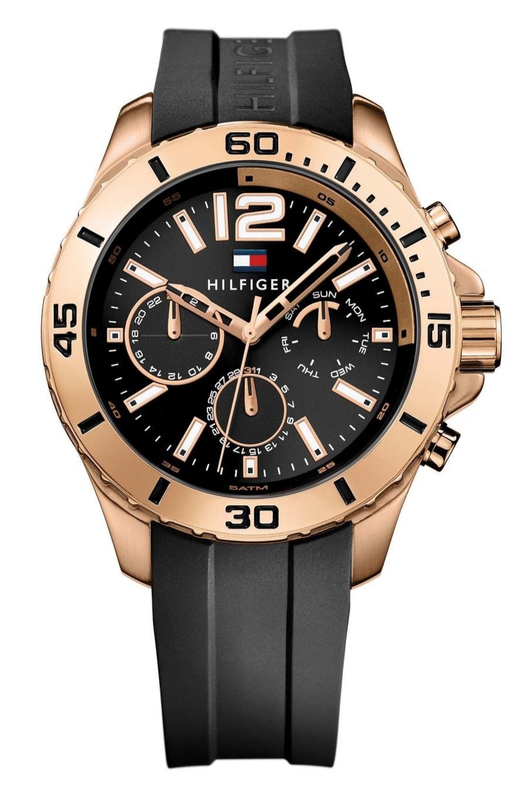Tommy Hilfiger Sport Multifunction Black Dial Black Rubber Strap Watch for Men - 1791145