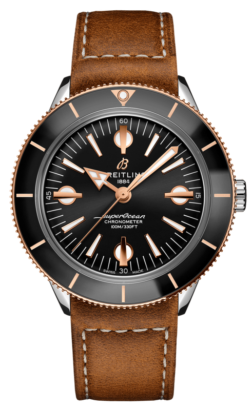 Breitling Superocean Heritage '57 Black Dial Brown Leather Strap Watch for Men - U10370121B1X1