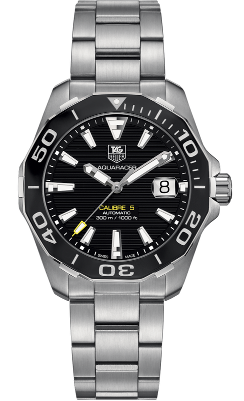 Tag Heuer Aquaracer Automatic Black Dial Silver Steel Strap Watch for Men - WAY211A.BA0928