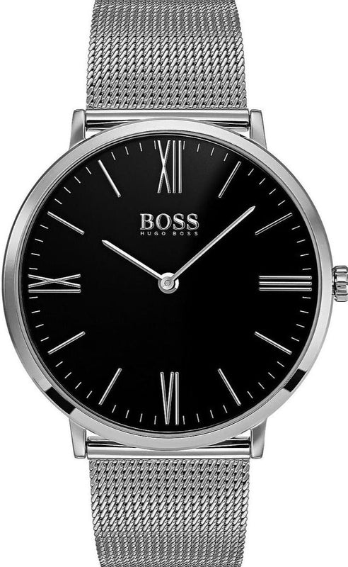 Hugo Boss Jackson Quartz Black Dial Silver Mesh Bracelet Watch For Men - 1513514