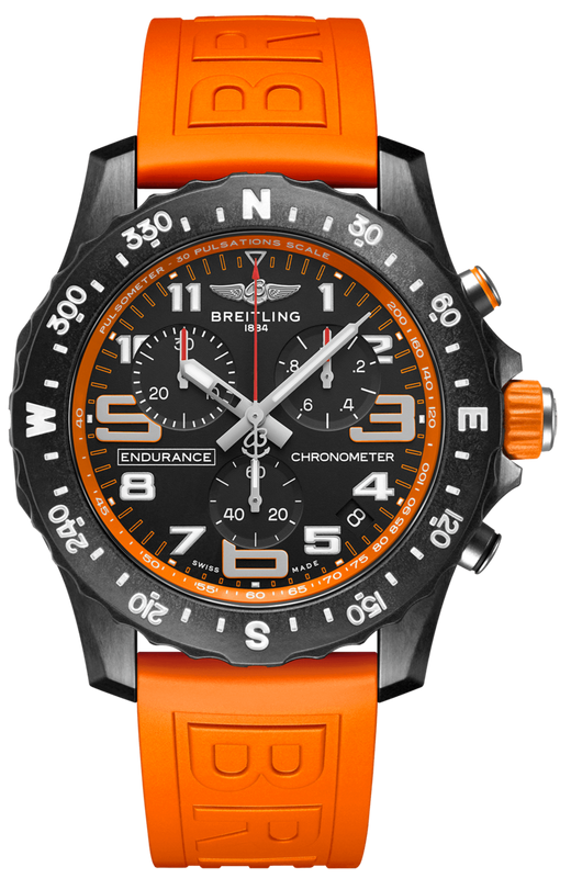 Breitling Endurance Pro Black Dial Orange Rubber Strap Watch for Men - X82310A51B1S1