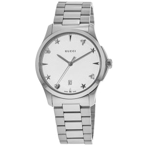 Gucci G Timeless Silver Dial Silver Steel Strap Watch For Women - YA1264028