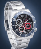 Guess Axle Multifunction Black Dial Silver Steel Strap Watch For Men - GW0488G1